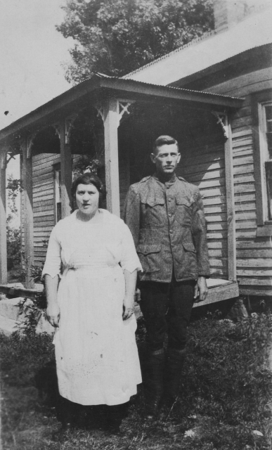 Private Frank Watts is pictured above with his “darling wife” Belle, after his return from service in World War I. Courtesy/Keith West