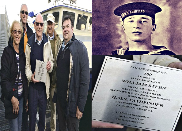 The Stern Family with their plaque in honor of Stoker William Stern (above right).