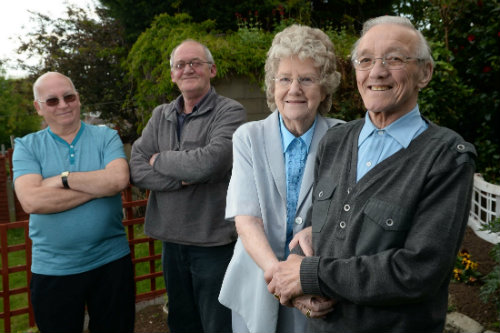 The remaining of the Band of Brothers: Pat and Dennis Ricketts with their nephew, Doug, and Dennis' wife, Gladys.