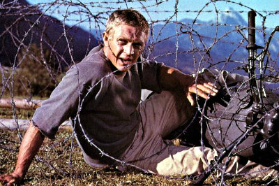Steve McQueen in his role as Capt. Hilts in The Great Escape. The said character is believed to be loosely based off of Ken Rees.