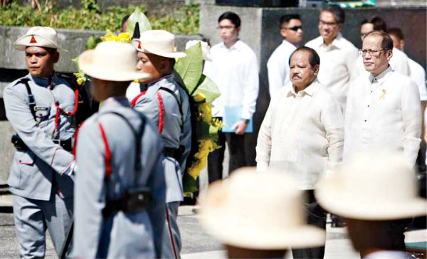 Pres. Aquino during the Leyte Gulf Landing commemoration service.