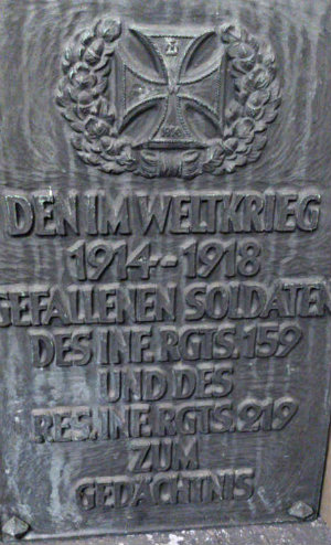 The plaque which honored the 159th Infantry Regiment.