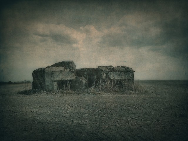 This anti-tank semi-caponier was equipped with one 45 mm gun and three heavy machine guns. Part of the Molotov Line, located in south-east Poland and western Ukraine, was almost catching up with the construction schedule in 1940-41, with many of the pillboxes almost fully equipped and armed. Consequently some of the strongpoints showed stubborn resistance during the opening hours of the German-Soviet war.The structure is heavily damaged with the roof cracked open and some serious internal damage which is a direct result of deliberate action of the German pioneers who had blown off the armored housings of the guns.