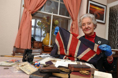 Marion Avon and her father-in-law's Union Jack flag.