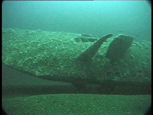 Ripping current coming over the wreck meant I was crawling (literally) towards the wreck. Outer torpedo doors closed and intact – very rare (Innes McCartney).