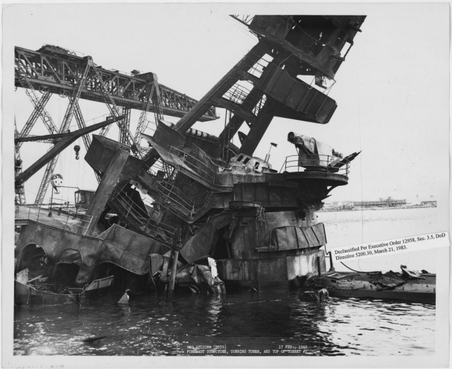 USS Arizona (BB39) Foremast structure, conning tower, and top of turret