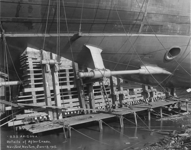 USS_Arizona_aft_cradle_before_launch_NARA_19-LC-19A-12_zpsa6ba7922