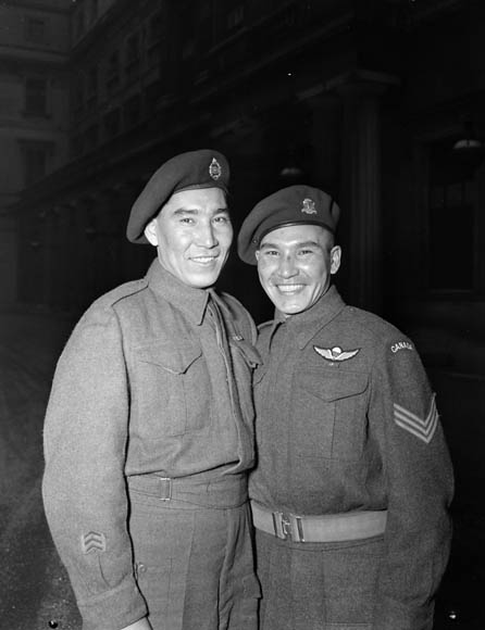 Sergeant Tommy Prince and Private Morris Prince at Buckingham Palace.