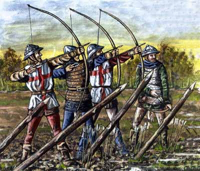 A small representation of the lines of archers at Agincourt
