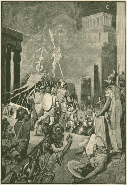 1885 representation of the final assault showing a breach but also the great chaos within the city.