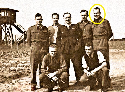 Paul Royle [encircled] with fellow POWs during the time he spent in Stalag Luft I.