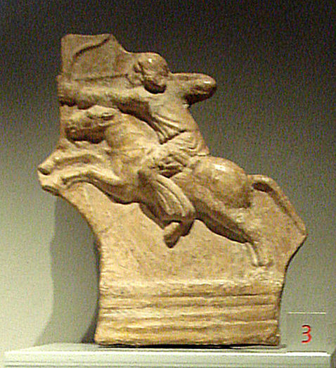 Parthian horseman. notice a drawn bow while the horse is mid jump; Parthians were experts at horse archery