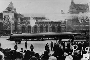 Soviet medium-range SS-4 ballistic missile paraded in Moscow’s Red Square