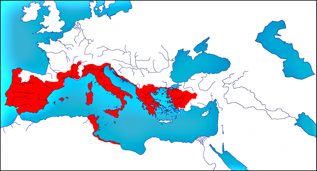 The Roman Republic and territories in 100 B.C.