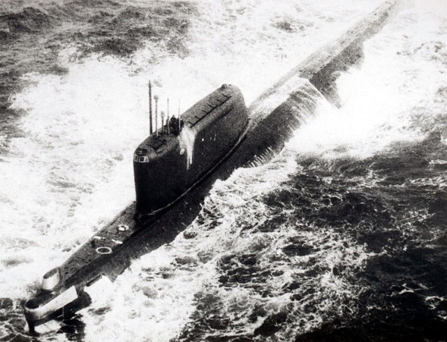 A Soviet Hotel II class nuclear-powered ballistic missile submarine