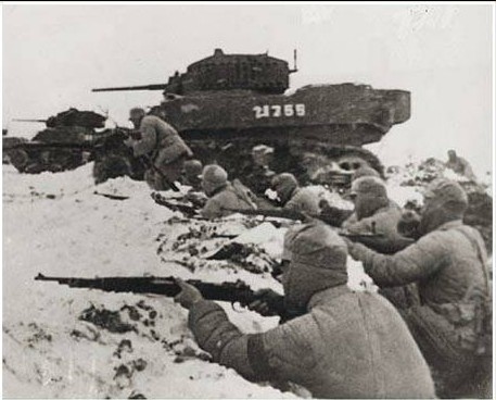 Communist People's Liberation Army troops fighting the Nationalists with M5 Stuart light tanks 