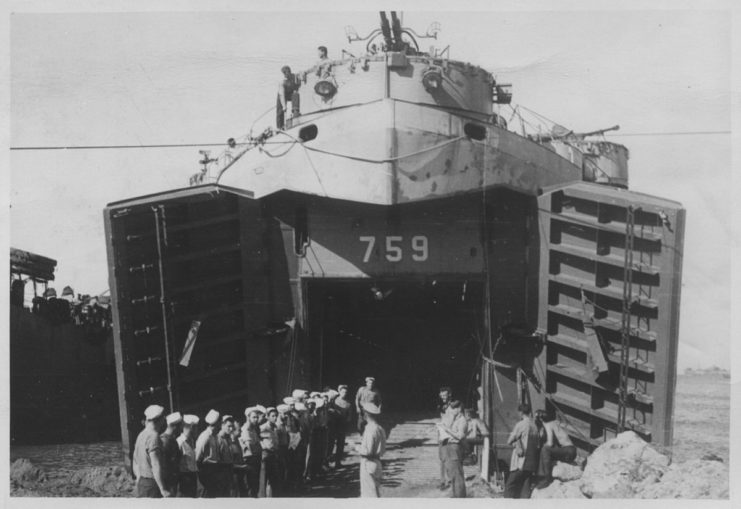 LST 759 ashore in Pacific theater.