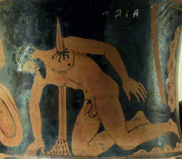 Ajax committing suicide with a sword given to him by Hector after their duel.