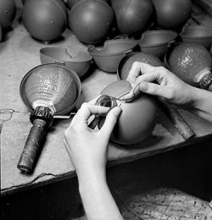 The making of an Anti-Tank No. 74 S.T. Grenade (sticky bombs) in 1940
