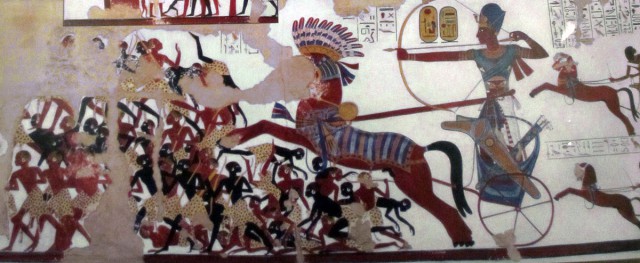 depiction of Rameses charging Nubians. 