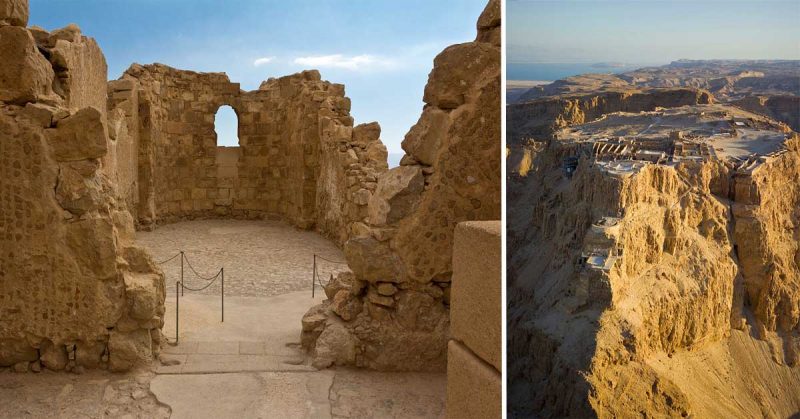 Masada. By Oren Rozen CC BY-SA 3.0 (left); Andrew Shiva CC BY-SA 4.0 (right). 