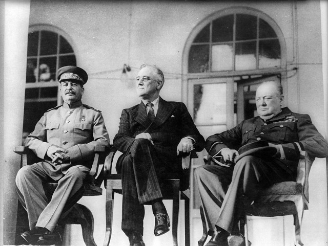 FDR, Churchill, and Stalin at the Tehran Conference via commons.wikimedia.org