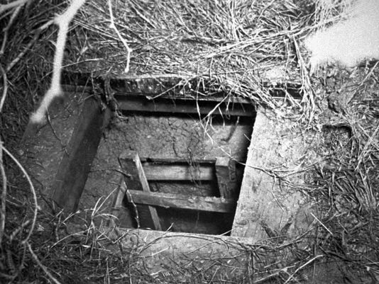The entrance to the tunnel was concealed by a large box of coal.