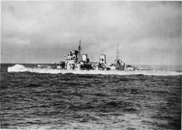 Duke of York in the Arctic escorting a convoy