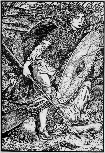 drawing of the famous Shield-maiden Lagertha showing that the Vikings had no qualms with women in combat.