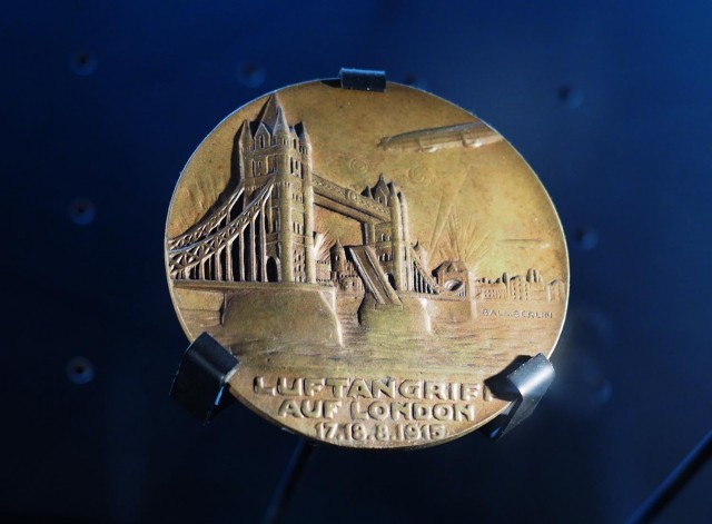 Medal showing an attack in London. Zeppelin Museum Friedrichshafen. Picture by: www.thetraveltrunk.net