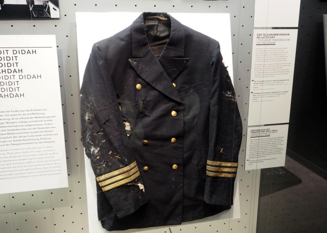 Hindenburg radio officers coat after the fire, Zeppelin Museum Friedrichshafen. Picture by: www.thetraveltrunk.net