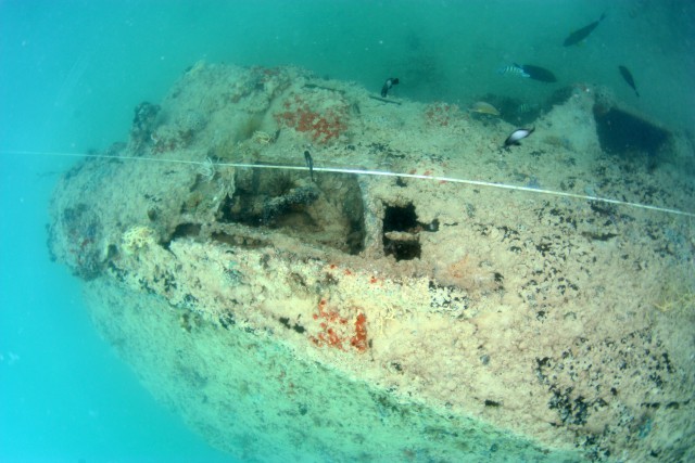 PBY anchor in anchor well and cockpit (upper right). Credit: UH Marine Option Program