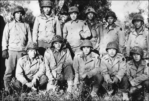 http://sesho.libsyn.com/reunion_of_wwii_texas_soldiers_and_japanese_american_combat_team_ Members of the "Lost Battalion" posing with some of the 442nd
