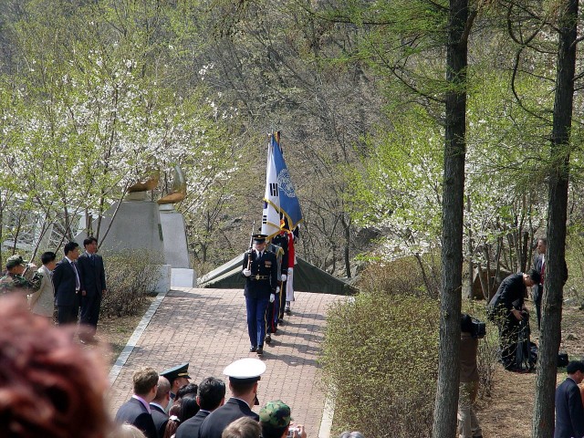 Veteran's Ceremony at the Gloster Memorial on Hill 235 in Korea via commons.wikimedia.org