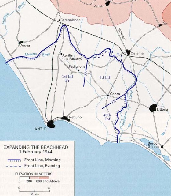 Allied force dispositions on 1 February 1944