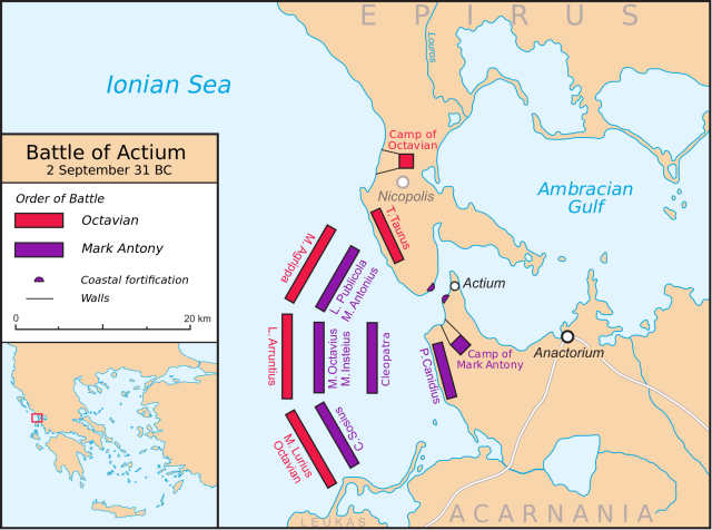 The Battle of Actium was largely won by the smaller raids which preceded it to ensure Antony was sutibly trapped and desperate.