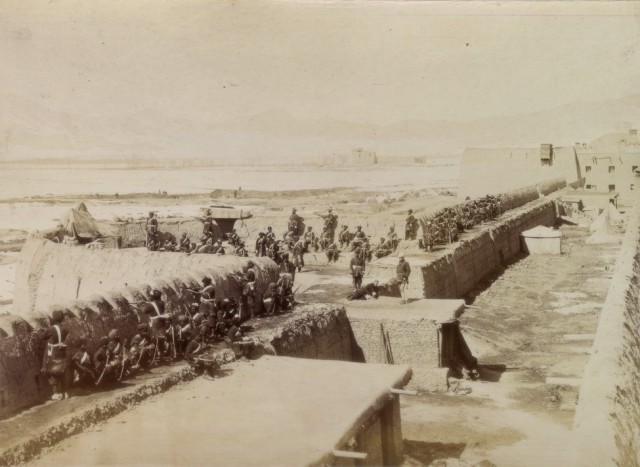 The Bengal Sappers and Miners at Kabul in 1879. A year later, this regiment was present at the battle of Maiwand - from https://commons.wikimedia.org/