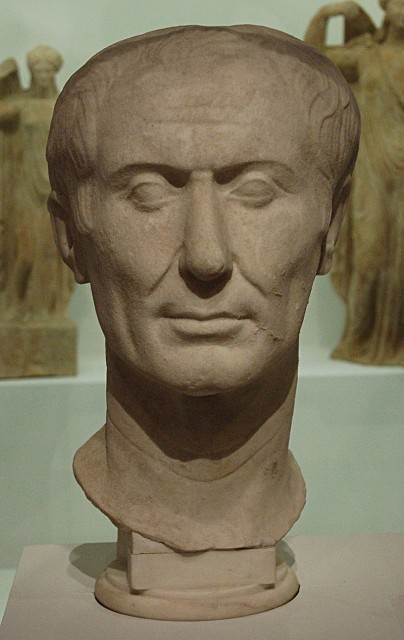 A portrait of Julius Caesar, perhaps the only portrait made during his lifetime - photo by Gautier Poupeau, from https://en.wikipedia.org