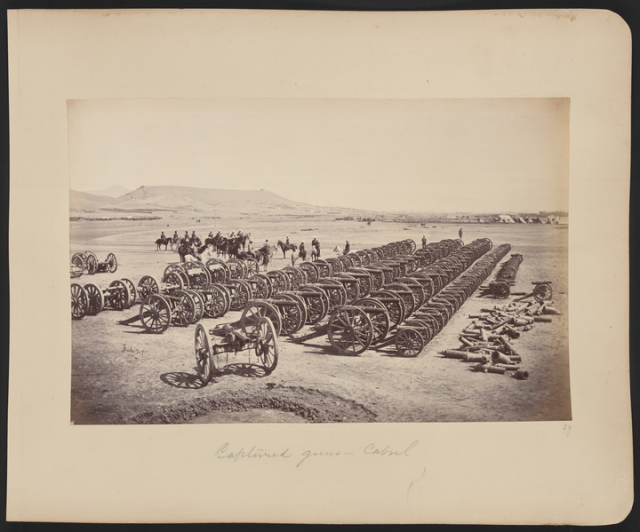 Lord Roberts and staff inspecting captured artillery pieces, Kabul 1879 - from https://commons.wikimedia.org/