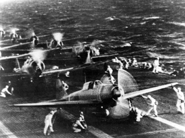 Japanese Zeroes taking off for the attack on Pearl Harbor via commons.wikimedia.org