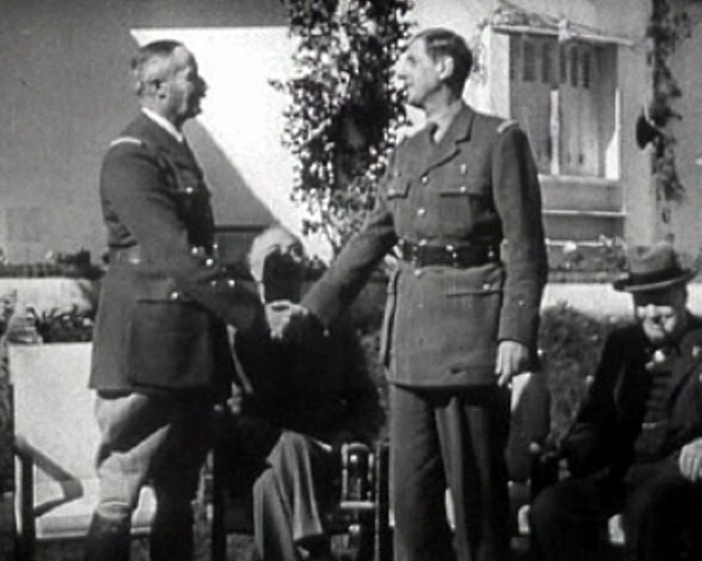 Giraud and de Gaulle during the Casablanca Conference