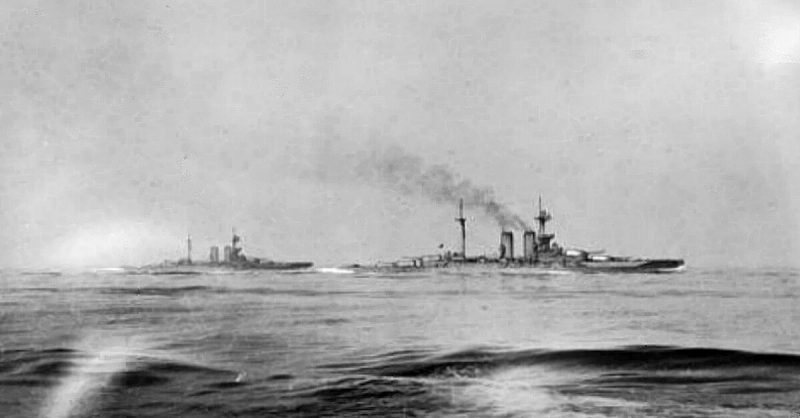 HMS Warspite and Malaya, seen from HMS Valiant