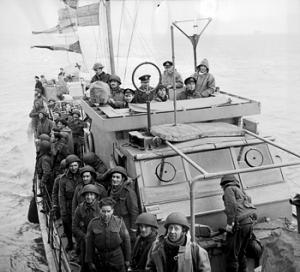 The 1st Airborne Division's C Company, 2nd Parachute Battalion, entering Portsmouth Harbour after the Bruneval Raid