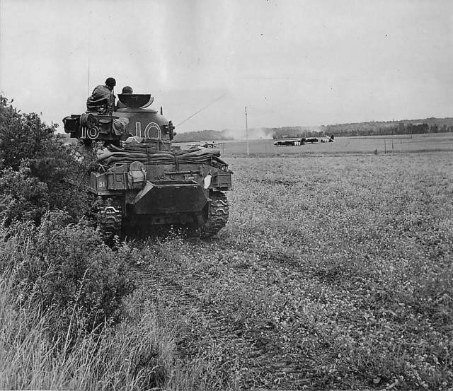 13th-18th_Royal_Hussars_M4_Sherman_Tank_Balaclava_in_Action_1944