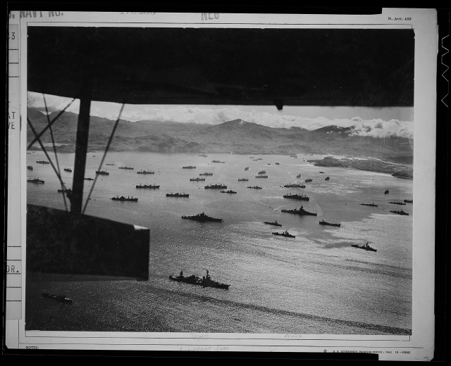 Part of the huge U.S. fleet at anchor, ready to move against Kiska.