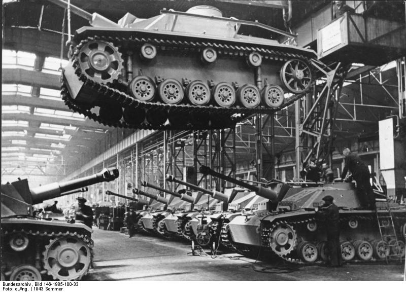 German factory building Sturmgeschütz III self propelled guns
