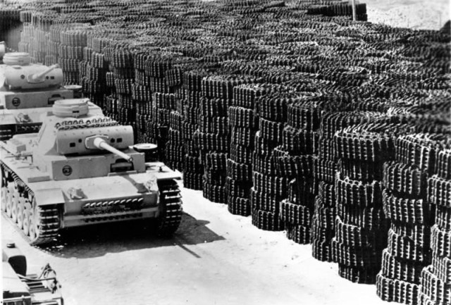 Panzer IIIs move off the factory grounds, 1942.