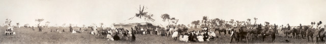 A Cheyenne SUn Dance like this one photographed in 1909 brought many natives from neighboring regions together.