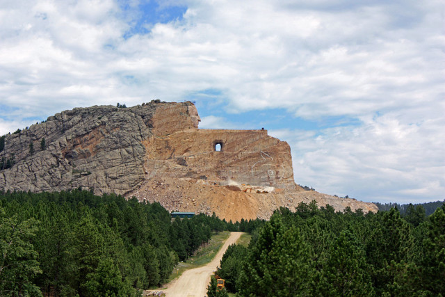 The in progress monument to Crazy Horse. at the very least he was a bold leader and fierce fighter. at most he masterminded the perfect counterattack to trap and overwhelm Custer's force.