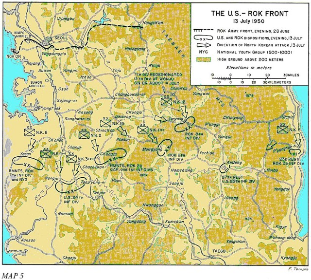 The Korean Front in July 1950 via commons.wikimedia.org